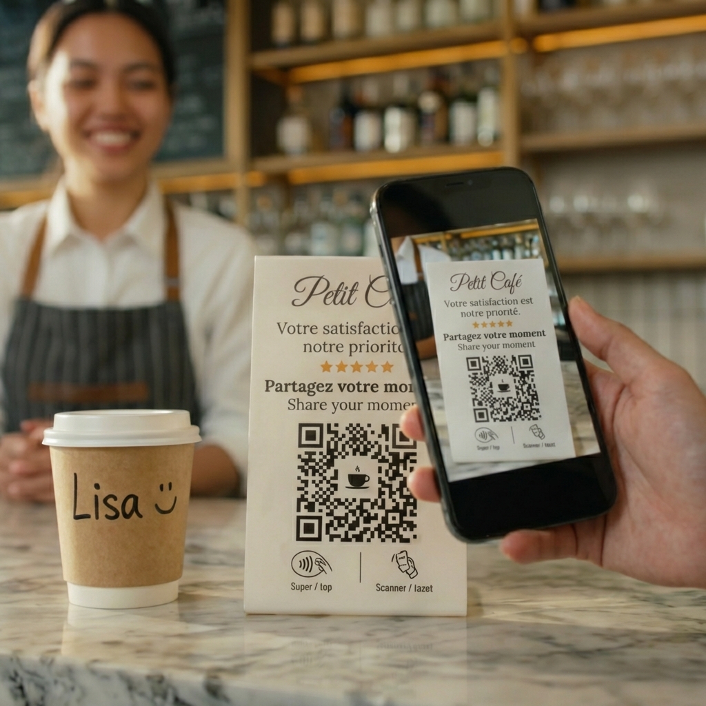 Customer taps or scans